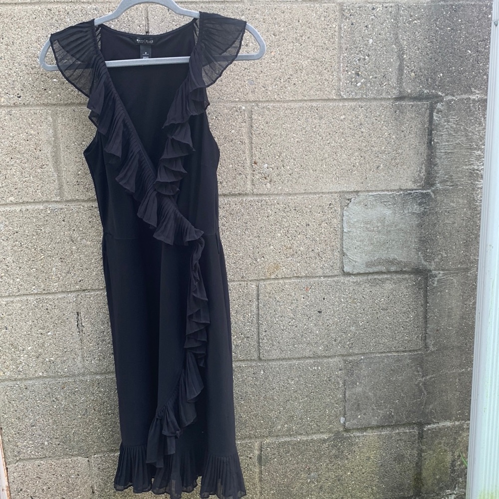 White House black market, black dress with ruffles, size 8